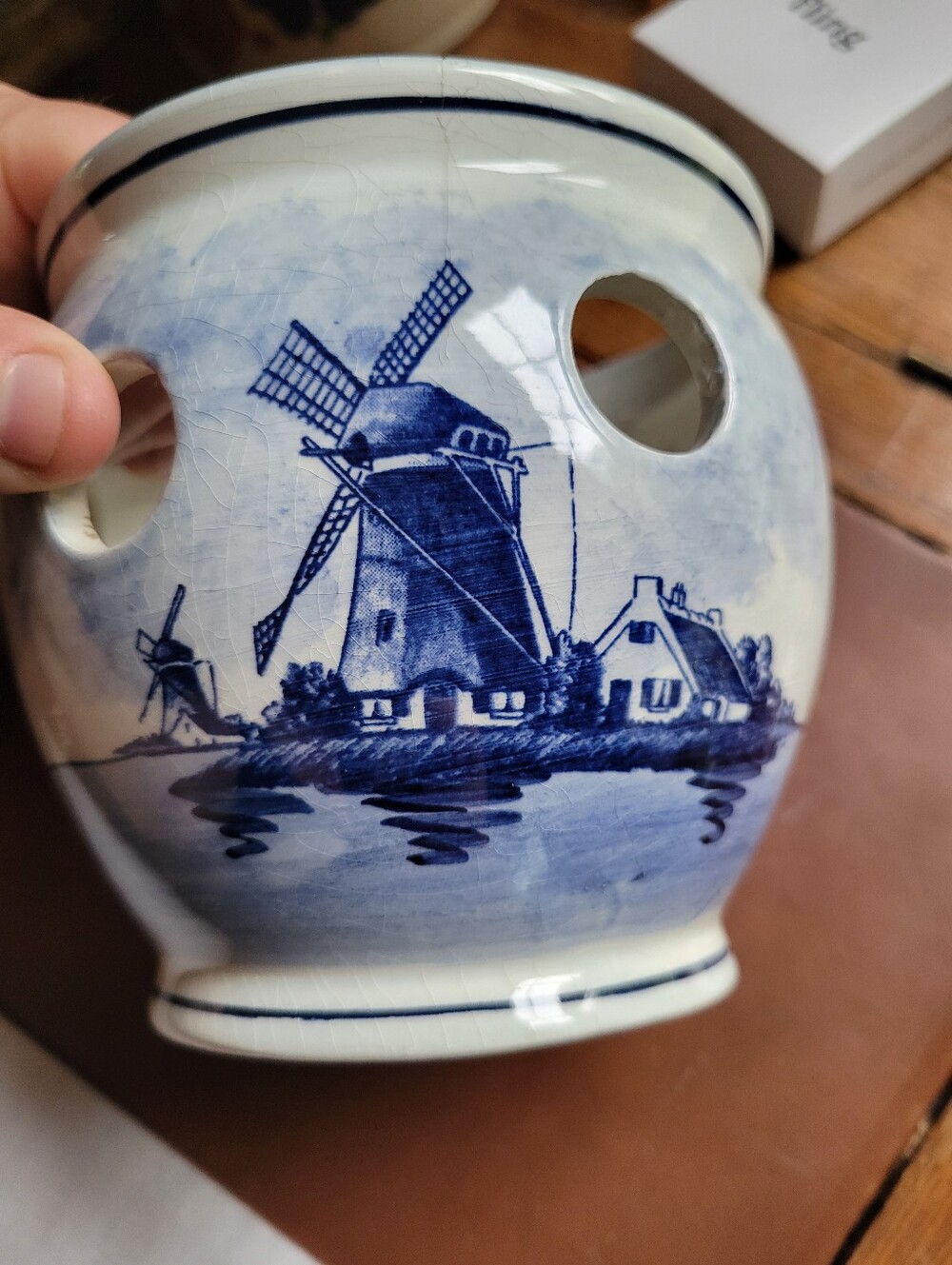 Blue Delft Windmill Ceramic Votive Holder - Unbranded